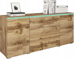 Nowoczesna komoda 150 cm do salonu matowa 3 szuflady i 2 szafki wotan