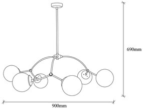Biało-czarna lampa wisząca ze szklanym kloszem ø 90 cm Kromozom – Opviq lights