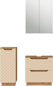 Zestaw mebli łazienkowych dąb/kaszmir ze strukturą płytek 59.8x32x62.5 lotta