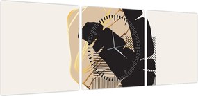 Obraz - Abstrakcja z tropikalnymi liśćmi N⁰4 (z zegarem) (90x30 cm)