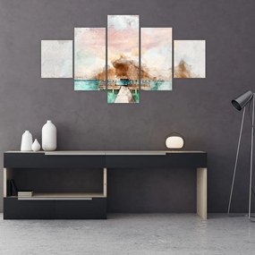 Obraz - Malediwy, drewniane molo (125x70 cm)