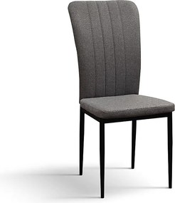 Zestaw 6 szarych krzeseł z tkaniny i czarnych metalowych nóg - AMSTERDAM