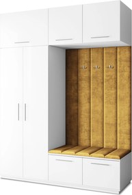 Masseno Garderoba REMA 180/240/60 cm Nowoczesna Szafa do Przedpokoju Biała, MONOLITH 48 (Żółty)