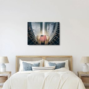 Obraz na szkle - budynek z flagą USA (70x50 cm)