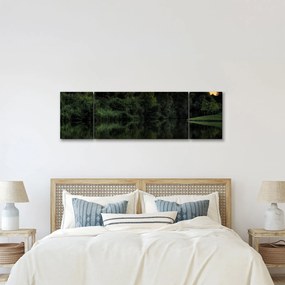 Obraz jeziora przy lesie (170x50 cm)
