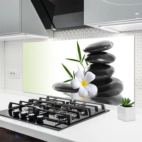 Szkło do Kuchni na Ścianę Kwiatowa Kompozycja Na Kamieniach