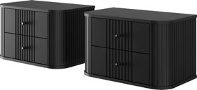 Zestaw szafek nocnych wiszących Vesper 56 cm - czarny / czarne uchwyty