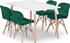 Zestaw stołowy Valora YURO Nowoczesne białe bukowe nogi z MDF do jadalni x4