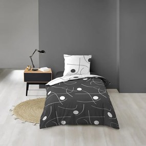 Biało-ciemnoszara pościel jednoosobowa z mikrowłókna 140x200 cm Sonate – douceur d'intérieur