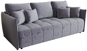 Szara welurowa sofa rozkładana z pojemnikiem W8-K60