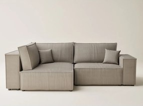 Beżowy sztruksowy rozkładany/ze schowkiem narożnik (lewostronny/w kształcie litery L) Tonga – Maison de Rêve