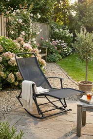 Metalowe bujane krzesło ogrodowe czarne H4-B88