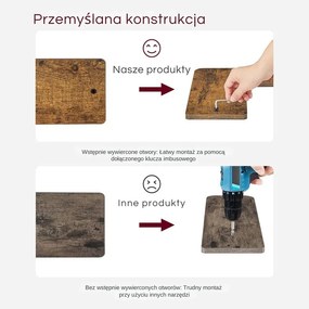 Półka narożna ścienna LOFT, zestaw 2 szt., brązowy/czarny Vasagle