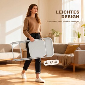 HOMCOM Zestaw 6 składanych krzeseł, składane krzesła z otworami odpływowymi, stalowy stelaż, uniwersalne, biały