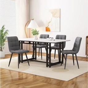 Prostokątny stół jadalny 120 x 70 cm - czarne nogi i metalowa rama - biały blat MDF