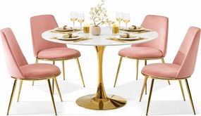 Biały okrągły stół w stylu glamour z 4 krzesłami Z7-G05