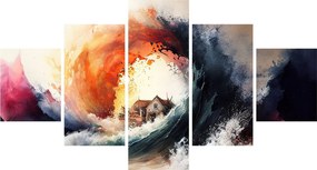 Obraz - W wirze powodzi, akwarela (125x70 cm)