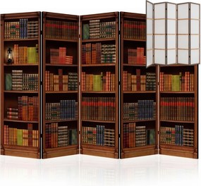 Parawan pokojowy 5-częściowy 225x172 Jednostronny dekoracyjny vintage klasyczny Brązowy Stara Angielska Biblioteka