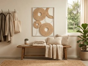 Dekoracja ścienna CIRCLES metalowa 48x68 cm, biała / beżowa