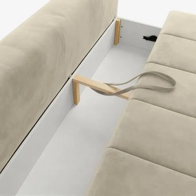 Sofa z Funkcją Spania SARIA Kremowa Welurowa Nowoczesna