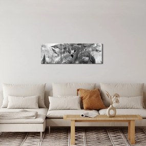 Obraz - Graffiti z flamingami (z zegarem) (90x30 cm)
