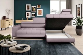 Narożnik BAGGIO Prawostronny z funkcją spania, wolnostojący tkanina LETTO 60 Pudrowy Róż WERSAL