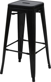 Stołek barowy MCW-A73 Metalowy, sztaplowany,  czarny