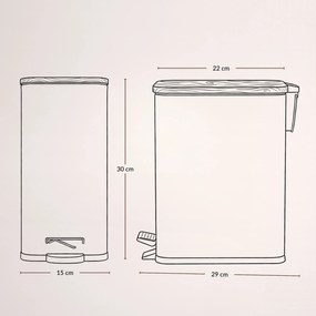 Wąski kosz łazienkowy VEDA, 5 l