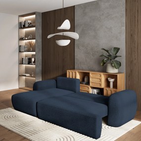 Masseno Narożnik MODENZA z funkcją spania i pojemnikiem na pościel Narozniki L, Rozkładana sofa - Niebieski, NOW OR NEVER 79