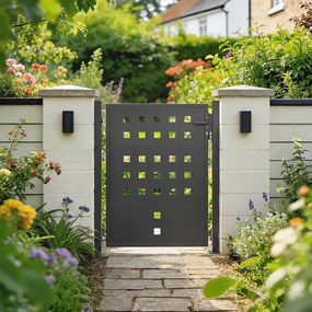 Outsunny Furtka ogrodowa z ocynkowanej stali, metalowa furtka z uchwytem, zamkiem i 3 kluczami, zamykana bramka 105x130 cm, ciemnoszara | Aosom PL