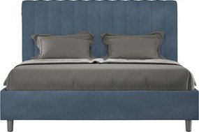 Łóżko wyposażone w stelaż z listwami tapicerowane 160x200 microfibra Niebieski Agueda