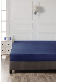 Ciemnoniebieskie bawełniane prześcieradło z gumką 140x200 cm – Mijolnir