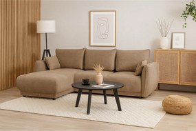 Narożnik lewy Loren z funkcją spania 255x165x91 cm – tkanina Raven 30 beżowa