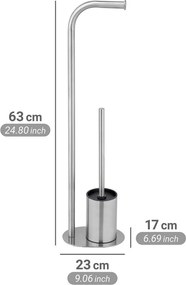 Stojak na papier toaletowy ze szczotką ze stali nierdzewnej w kolorze matowego srebra Levante – Wenko