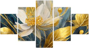 Obraz - Malowanie złotych kwiatów (125x70 cm)