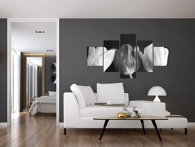 Obraz - Czarno - białe kwiaty tulipanów (125x70 cm)