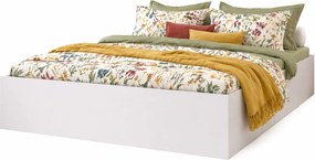 Białe łóżko dwuosobowe z materacem 160x200 W1-N09