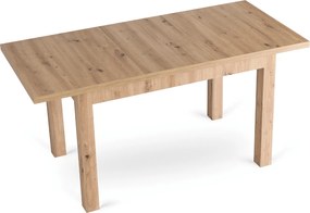 Zestaw Stół Prostokątny Rozkładany SKUBI 120-160 cm Dąb Artisan i 4 Krzesła Tapicerowane do Jadalni NEVEL Beżowe Skandynawskie