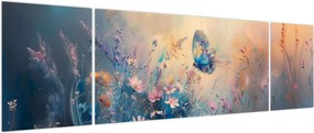 Obraz - Łąka z motylem (170x50 cm)