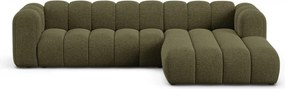 Zielony narożnik z tkaniny szenilowej (prawostronny/z szezlongiem) Lupine – Micadoni