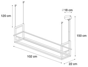 Czarna lampa wisząca ze stojakiem z 3-stopniowym ściemnianiem LED - Cage RackPrzemysłowy Oswietlenie wewnetrzne