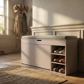 Szafka na buty z siedziskiem i wysuwanymi półkami GRADIA, 100 x 34 x 50 cm