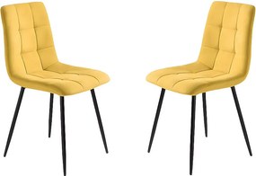 Komplet 4 żółtych nowoczesnych krzeseł do jadalni w tkaninie "Milly" z siedziskiem tapicerowanym cm 45x53 88h