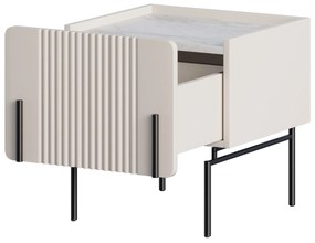 Szafka nocna z szufladą Malmi 45 cm - kaszmir / crema bianca / czarne nóżki