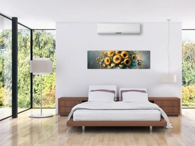 Obraz – Wazon ze słonecznikami (170x50 cm)
