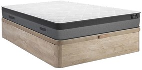 Zestaw 140 x 190 cm stelaż z jasną naturalną skrzynią + materac o grub. 24 cm ze sprężynami kieszeniowymi i pamięcią kształtu - ILLUSION marki YSMÉE