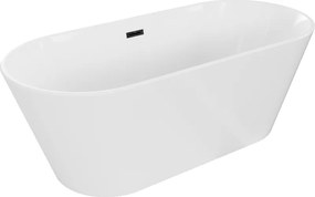 Mexen Flavia wanna wolnostojąca 150 x 75 cm, biała, przelew czarny - 54031507500-B