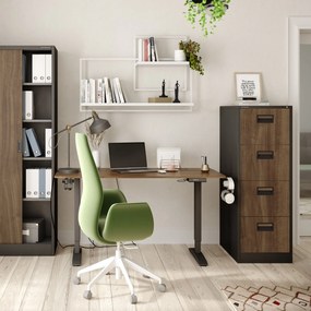 Metalowa szafa kartotekowa SARA V4, 460 x 1320 x 620 mm, Eco Design: antracytowa/ orzech