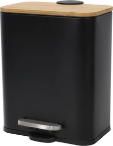 Wąski kosz łazienkowy z bambusem ZETRU, 5 l