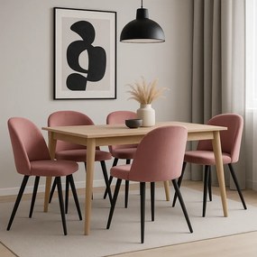 Metalowe ciemnoróżowe tapicerowane krzesło welurem P9-E06